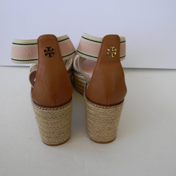 TORY BURCH FREIDA PINK ESPADRILLE PLATFORM WEDGE SANDALS SZ 10M - Picture 4 of 10